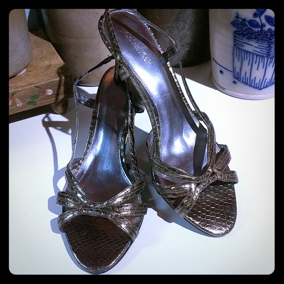 Calvin Klein Shoes - Calvin Klein Gold High Heeled Sandals
